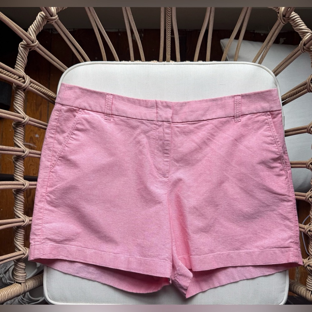 J. Crew Chino 4 1/2” shorts coral pink chambray size 12 women excellent cond